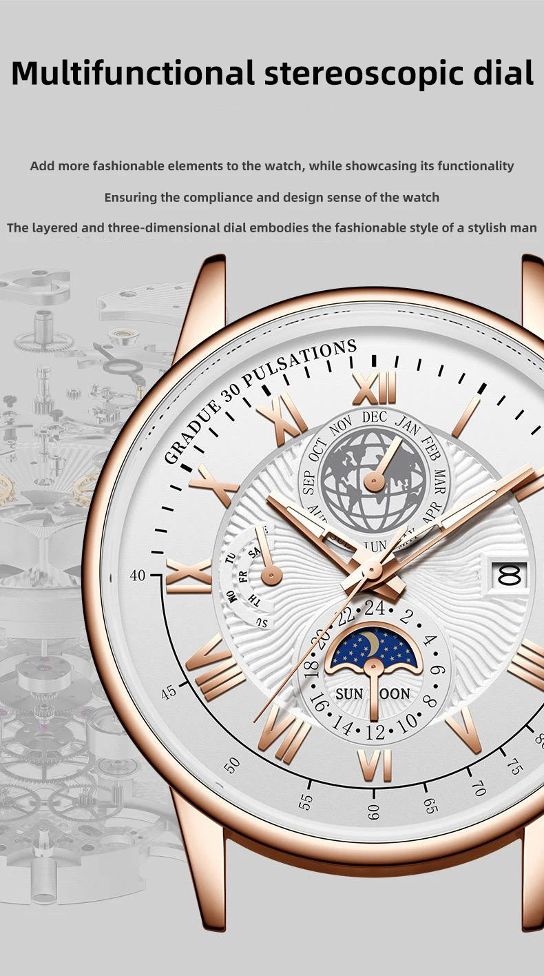 Men's Luxury Sport Watch - Waterproof Leather Quartz Wristwatch