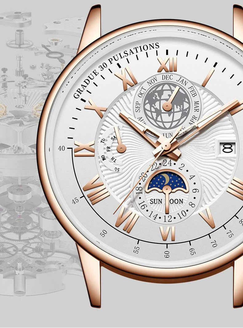Men's Luxury Sport Watch - Waterproof Leather Quartz Wristwatch