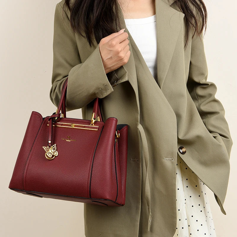 LUXE BUTTERFLY STRUCTURED TOTE – PREMIUM TOP‑HANDLE HANDBAG