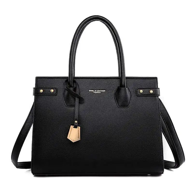 STRUCTURED LEATHER TOP-HANDLE HANDBAG