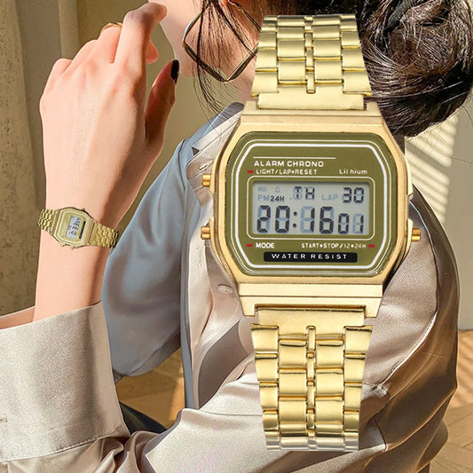 Women's Digital Watch - Stainless Steel Business Wristwatch