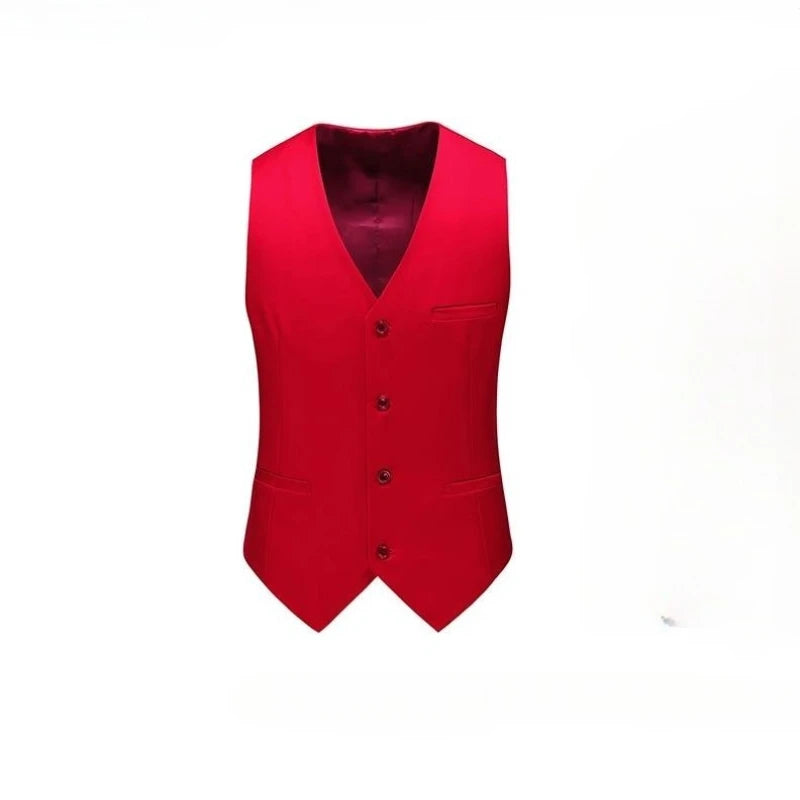Men's Slim Fit Suit Vest – Solid Color Business Waistcoat
