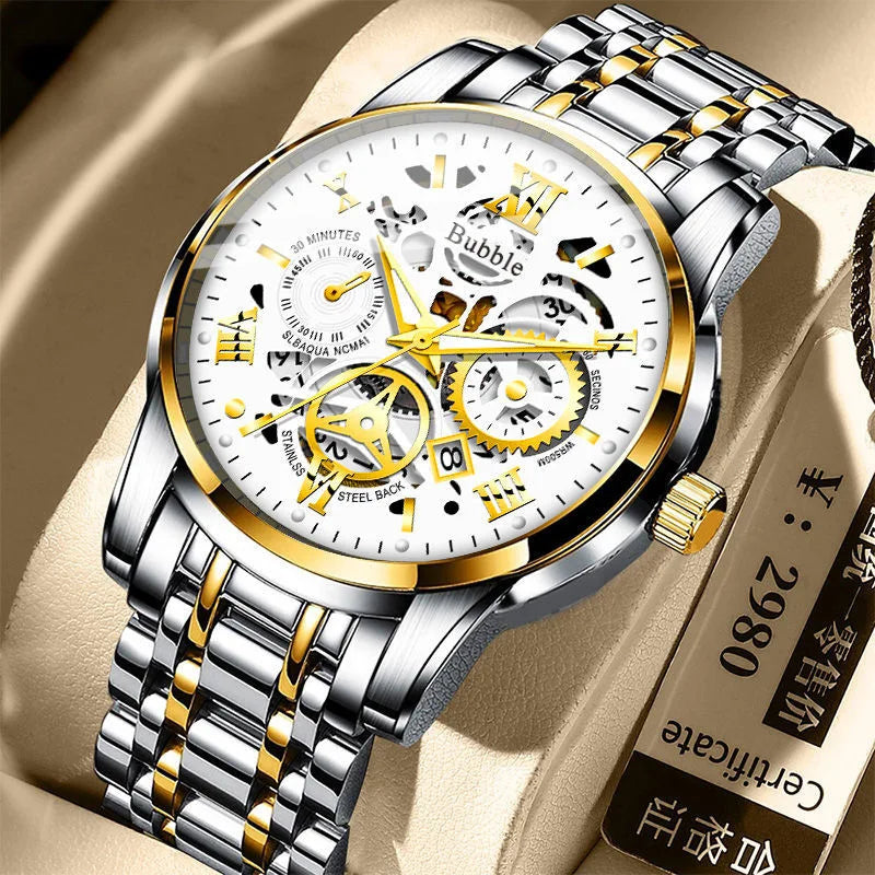 Men's Luxury Quartz Watch - Roman Numeral Waterproof Wristwatch
