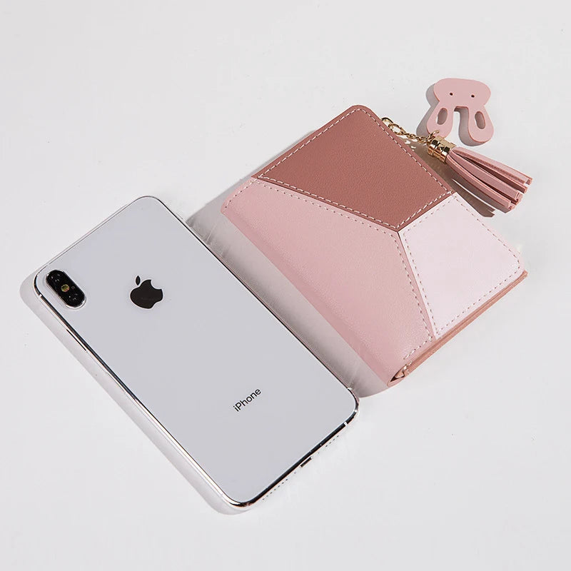 COLORBLOCK ZIP WALLET – TASSEL & BUNNY CHARM