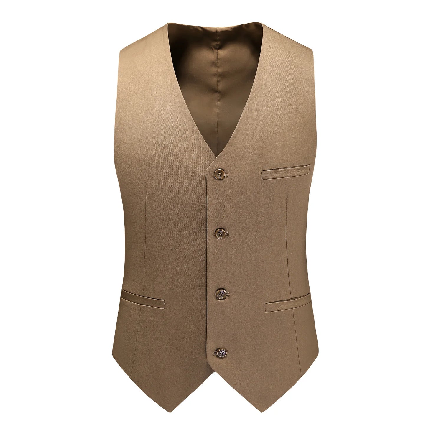 Men's Slim Fit Suit Vest – Solid Color Business Waistcoat