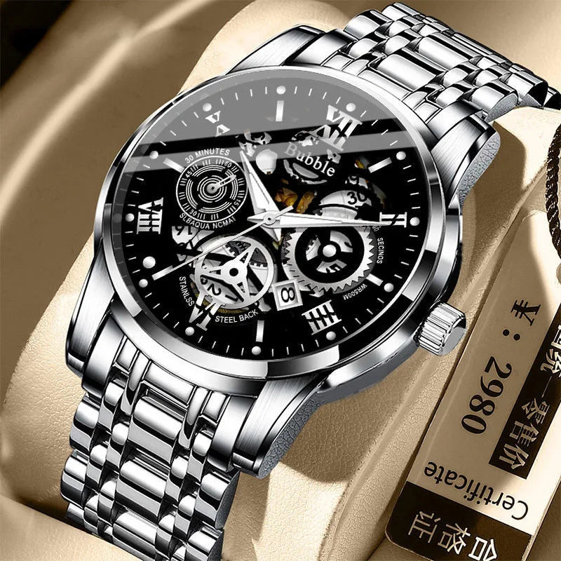 Men's Luxury Quartz Watch - Roman Numeral Waterproof Wristwatch
