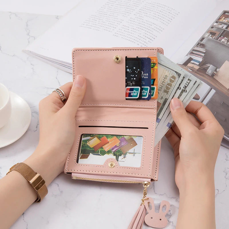 COLORBLOCK ZIP WALLET – TASSEL & BUNNY CHARM