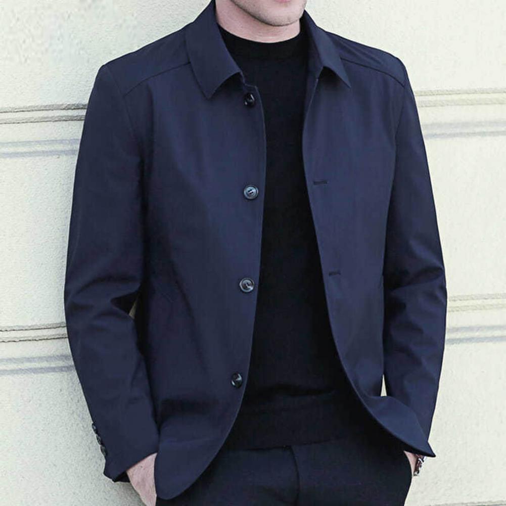 Men's Korean Style Casual Jacket - Solid Color Windbreaker Coat