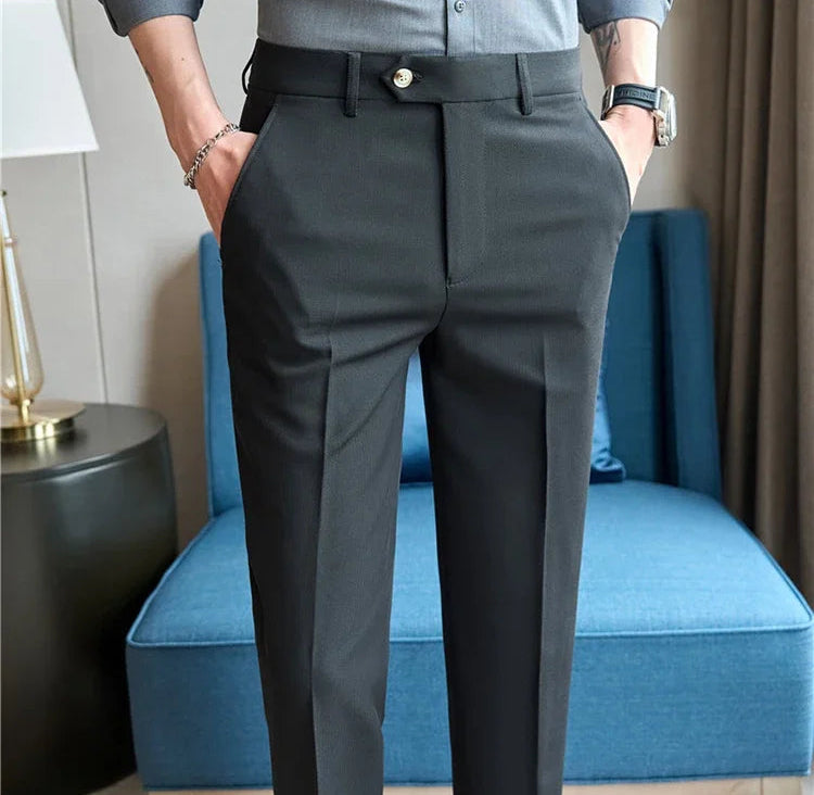 Men's Premium Striped Formal Dress Pants - Slim Fit