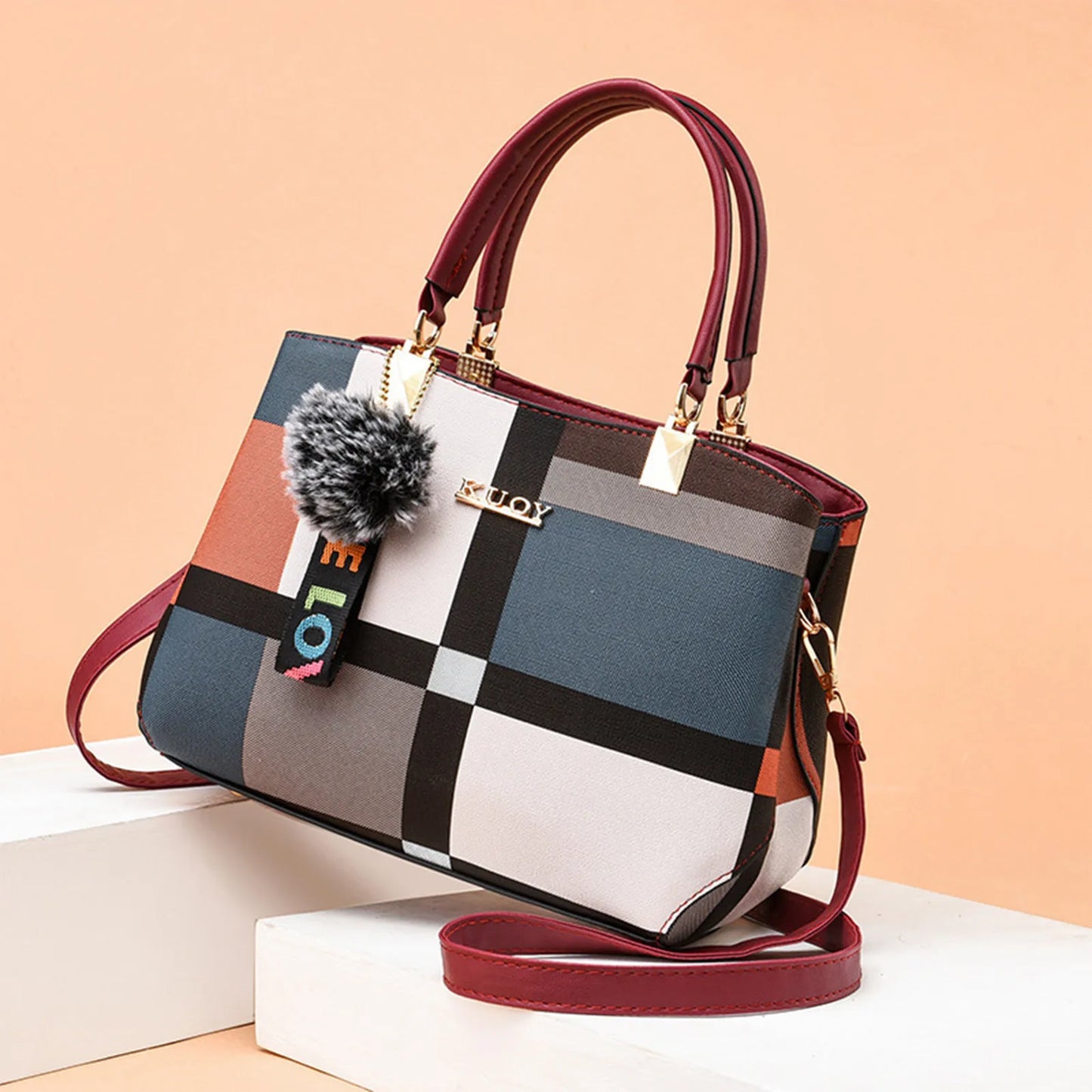 GEOMETRIC PRINT TOP-HANDLE HANDBAG – SHOULDER & CROSSBODY
