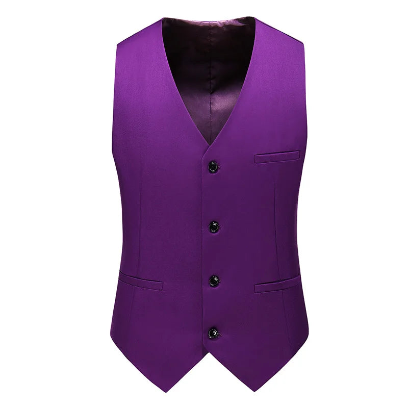 Men's Slim Fit Suit Vest – Solid Color Business Waistcoat
