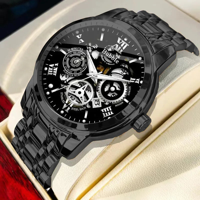 Men's Luxury Quartz Watch - Roman Numeral Waterproof Wristwatch