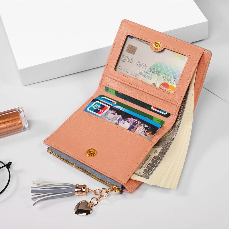 QUILTED COLORBLOCK WALLET – ZIP AROUND WITH TASSEL CHARM