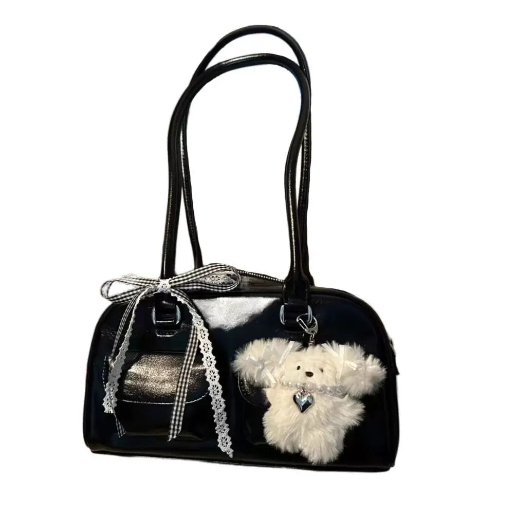 Women's Double Handle Shoulder Bag - PU Leather Commuter Handbag