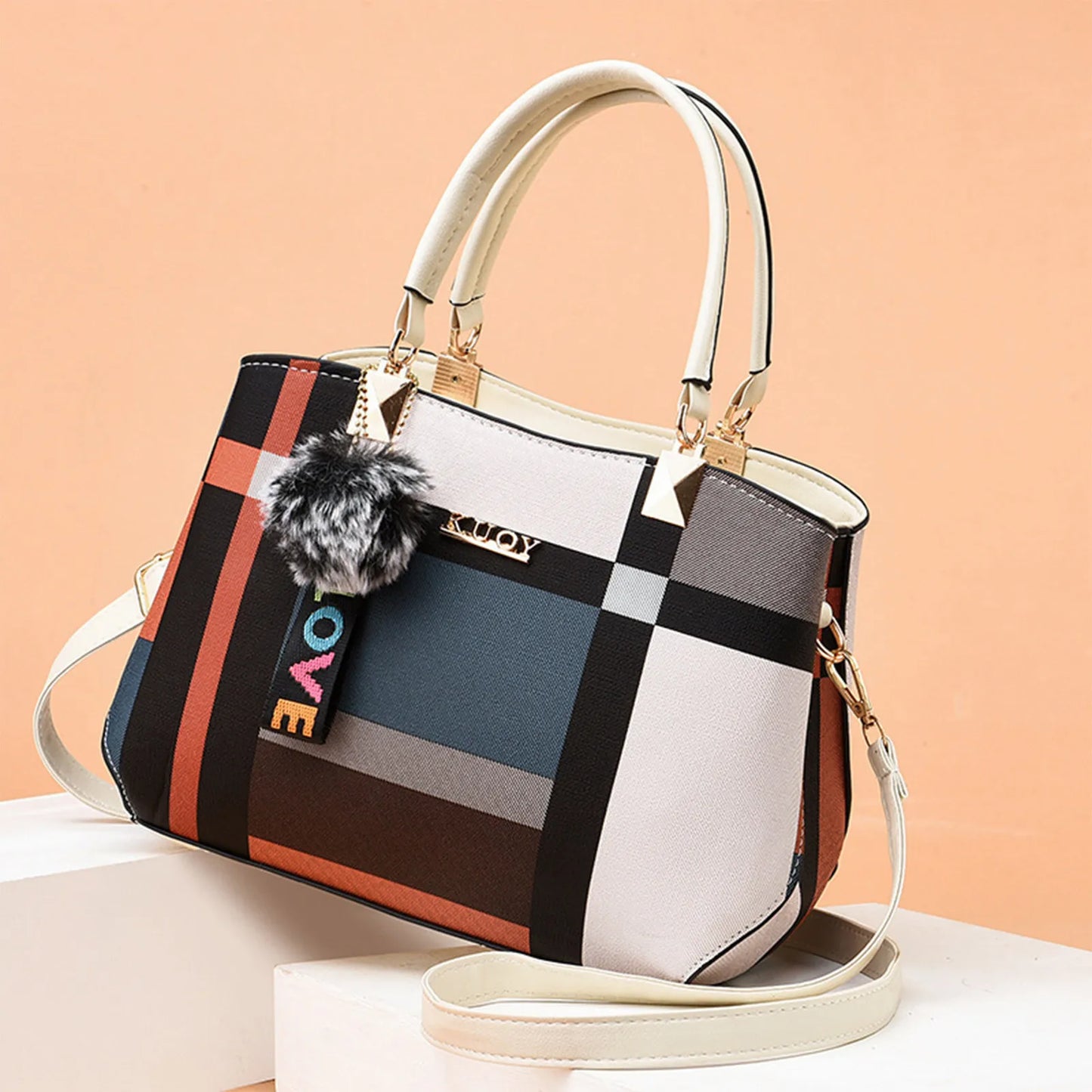 GEOMETRIC PRINT TOP-HANDLE HANDBAG – SHOULDER & CROSSBODY