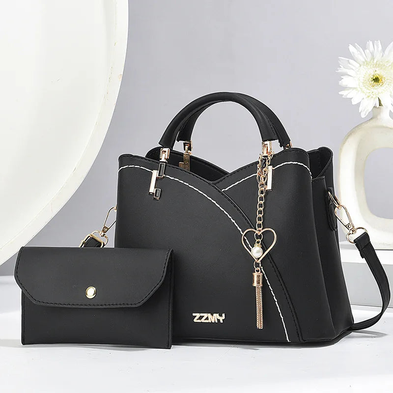 ELEGANTE COLORBLOCK HANDTASCHEN-SET – HENKELTASCHE & PASSENDES PORTEFÜLLE
