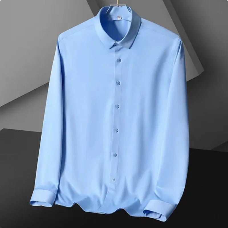 LUXURY SATIN LONG-SLEEVE MEN'S SHIRT – SILKY BUTTON-DOWN FOR CASUAL & FORMAL STYLE