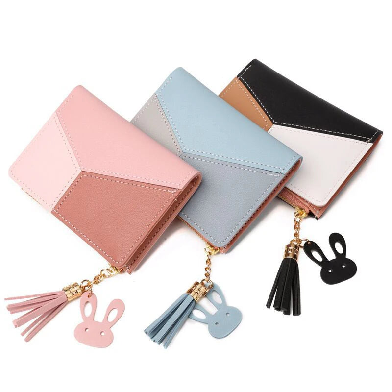 COLORBLOCK ZIP WALLET – TASSEL & BUNNY CHARM