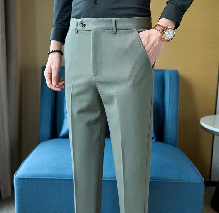 Men's Premium Striped Formal Dress Pants - Slim Fit