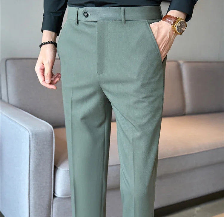 Men's Premium Striped Formal Dress Pants - Slim Fit