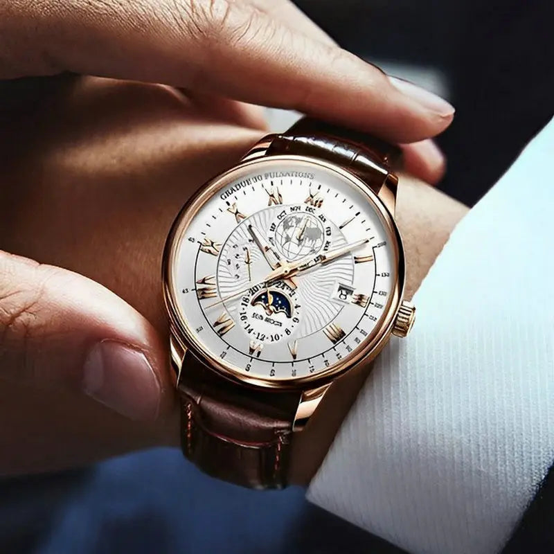 Men's Luxury Sport Watch - Waterproof Leather Quartz Wristwatch