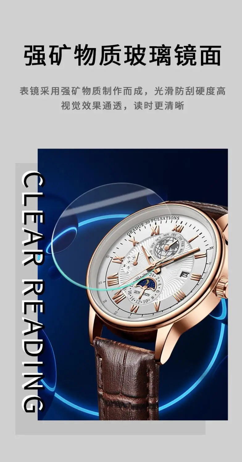 Men's Luxury Sport Watch - Waterproof Leather Quartz Wristwatch