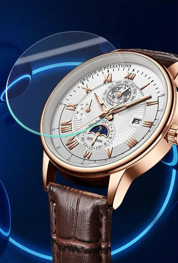 Men's Luxury Sport Watch - Waterproof Leather Quartz Wristwatch
