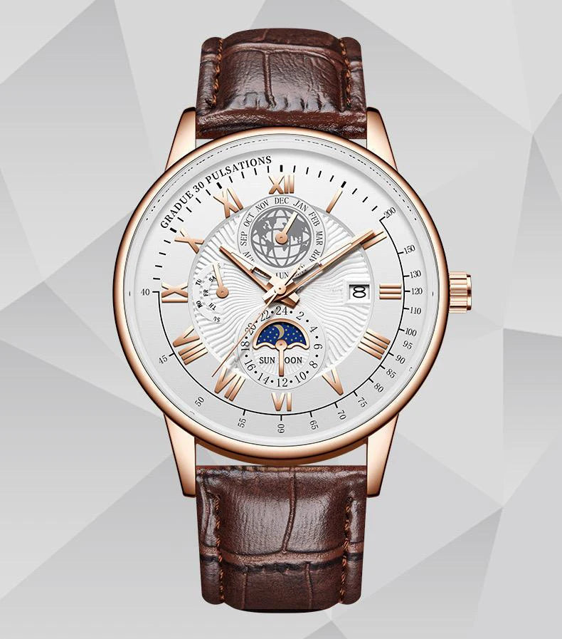 Men's Luxury Sport Watch - Waterproof Leather Quartz Wristwatch