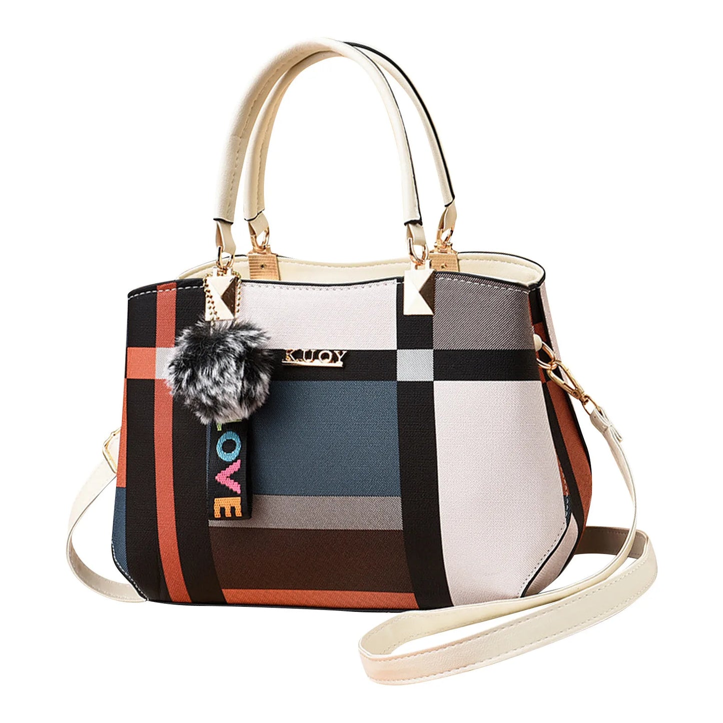 GEOMETRIC PRINT TOP-HANDLE HANDBAG – SHOULDER & CROSSBODY