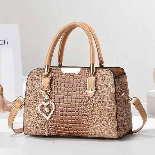 CROCODILE-TEXTURE STRUCTURED TOP-HANDLE HANDBAG