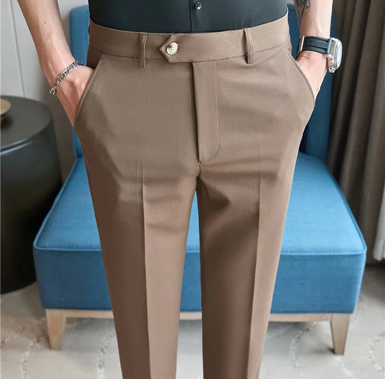 Men's Premium Striped Formal Dress Pants - Slim Fit