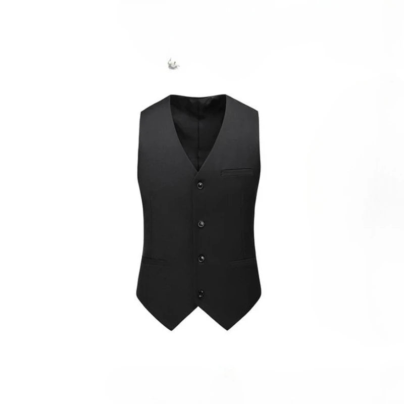 Men's Slim Fit Suit Vest – Solid Color Business Waistcoat