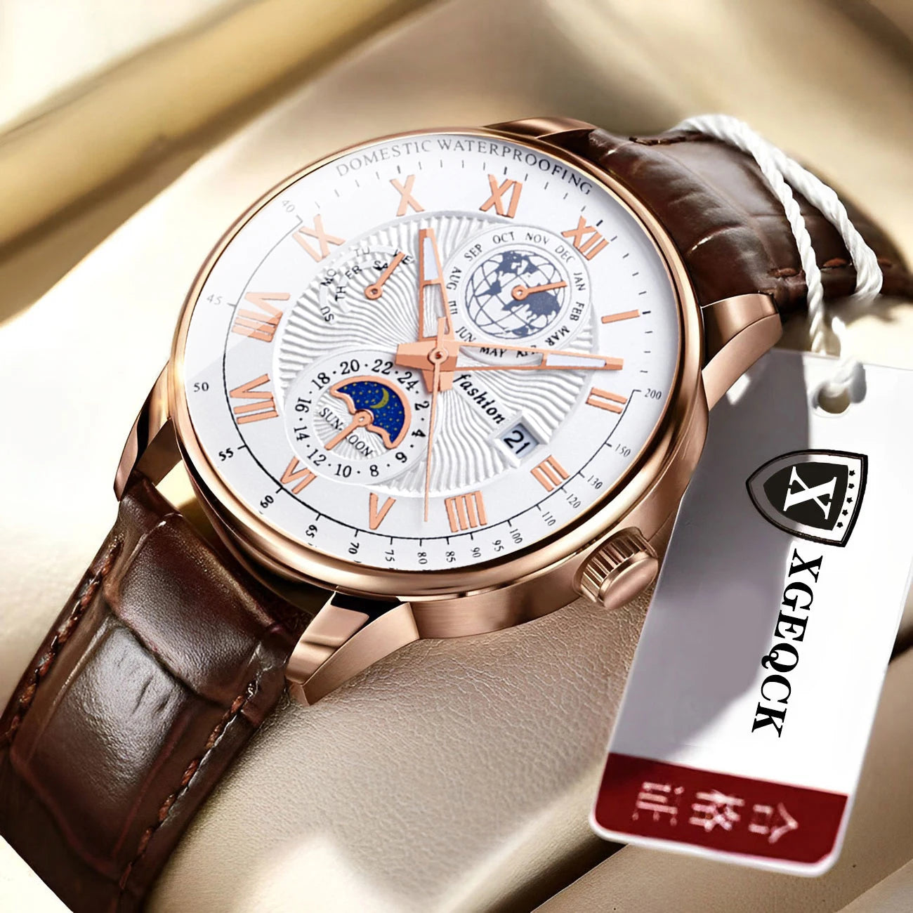 Men's Luxury Sport Watch - Waterproof Leather Quartz Wristwatch