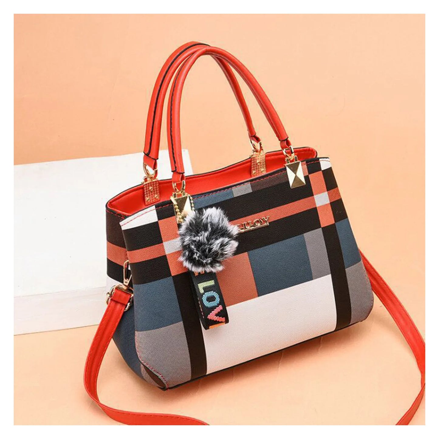 GEOMETRIC PRINT TOP-HANDLE HANDBAG – SHOULDER & CROSSBODY
