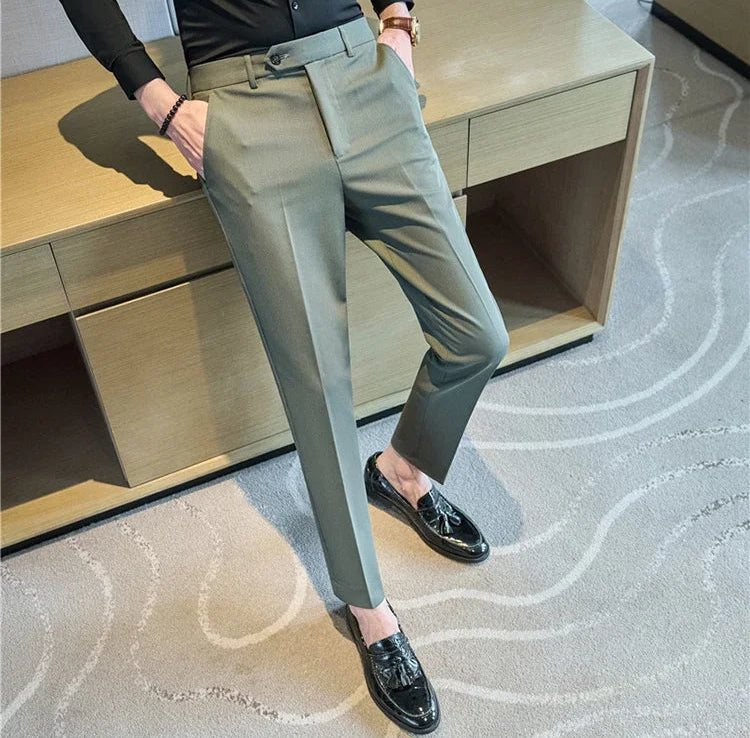 Men's Premium Striped Formal Dress Pants - Slim Fit