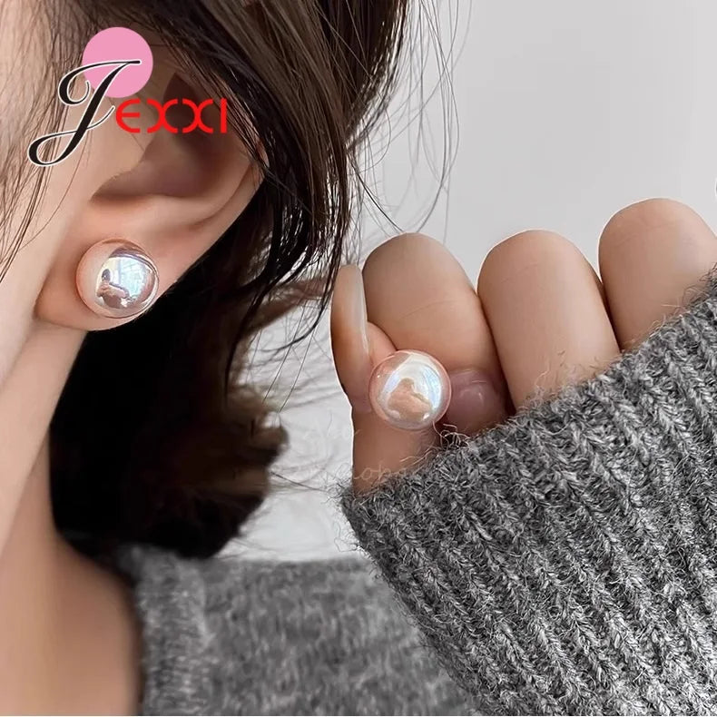 Elegant Pink Pearl Earrings - 925 Sterling Silver Studs for Women