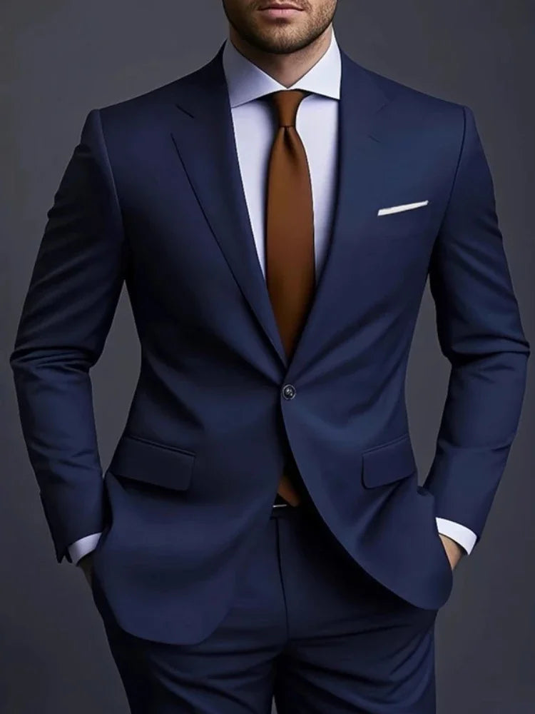 Men's Business Suit Set - Two-Piece with Waistcoat
