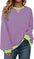 Fisoew Womens Striped Oversized Sweatshirt Color Block Crew Neck Long Sleeve Shirt Casual Loose Pullover Top Y2K Clothes