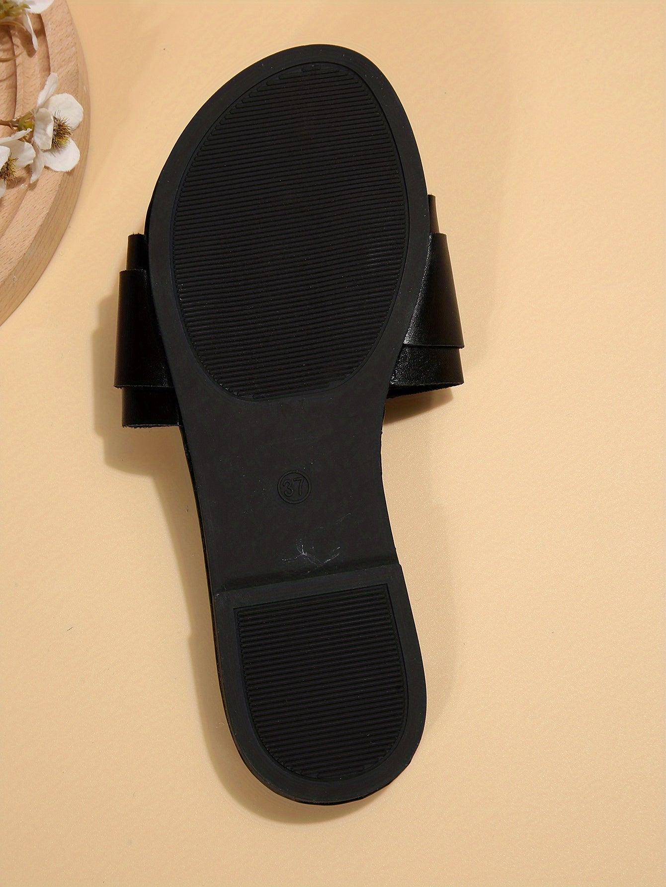 Women's Square Buckle Slide Sandals - Casual Flat Beach Shoes