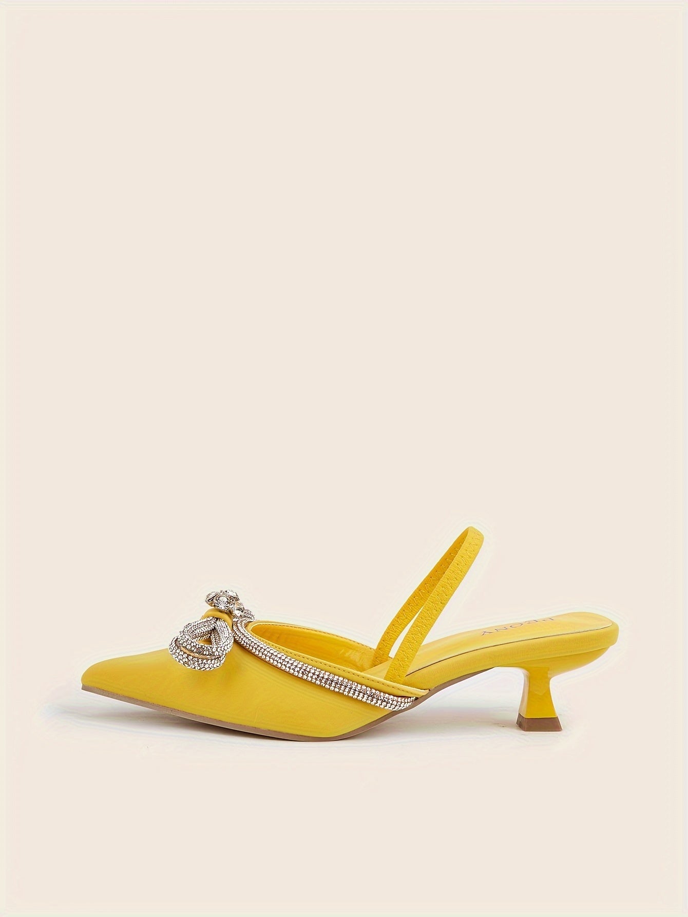 Women's Rhinestone Bowknot Kitten Heels - Elegant Slingback Sandals